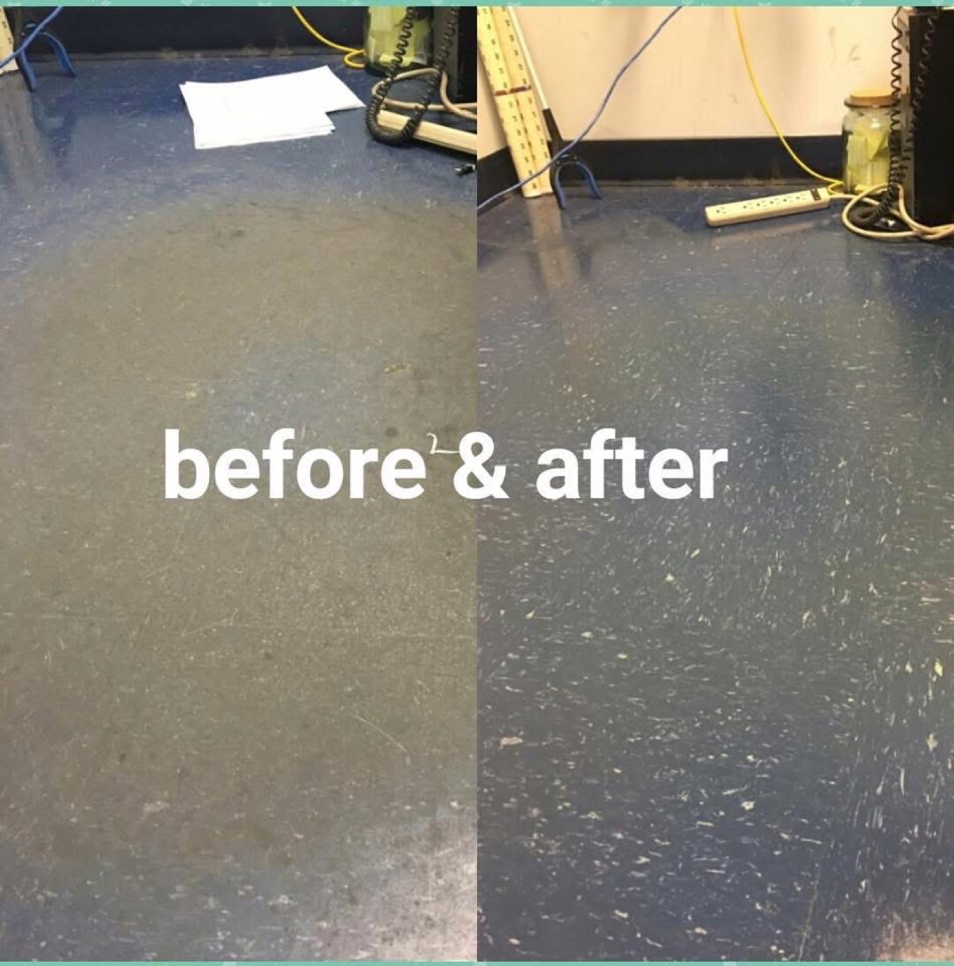 Before and after commercial floor care by Squeeky Klean
